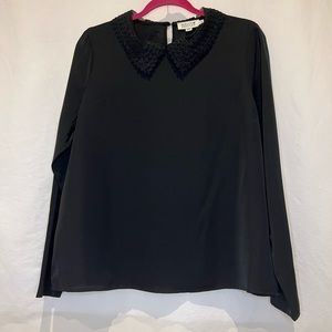 Molly Bracken Long-sleeve Lace Collar Blouse - Black L
